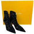 Load image into Gallery viewer, Arteana Black Suede / Lace Ankle Wrap Booties
