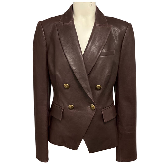 Veronica Beard Burgundy Oxblood Gail Lamb Leather Dickey Jacket
