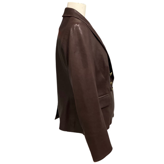 Veronica Beard Burgundy Oxblood Gail Lamb Leather Dickey Jacket