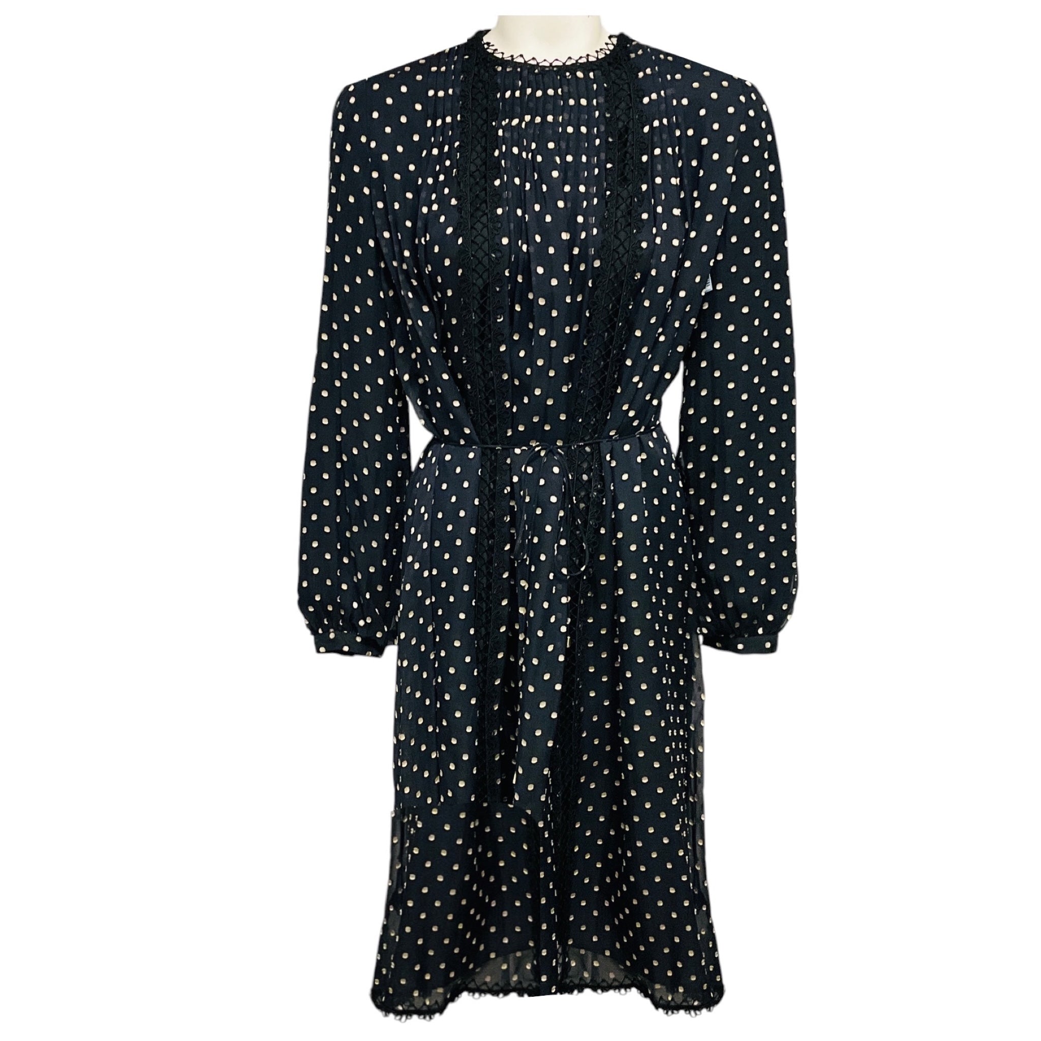 Zimmermann Black / Beige Polka Dot Print Long Sleeved Chiffon Dress