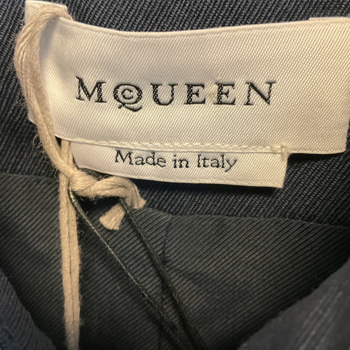 McQueen Navy Blue Double Breasted Cropped Trench Jacket