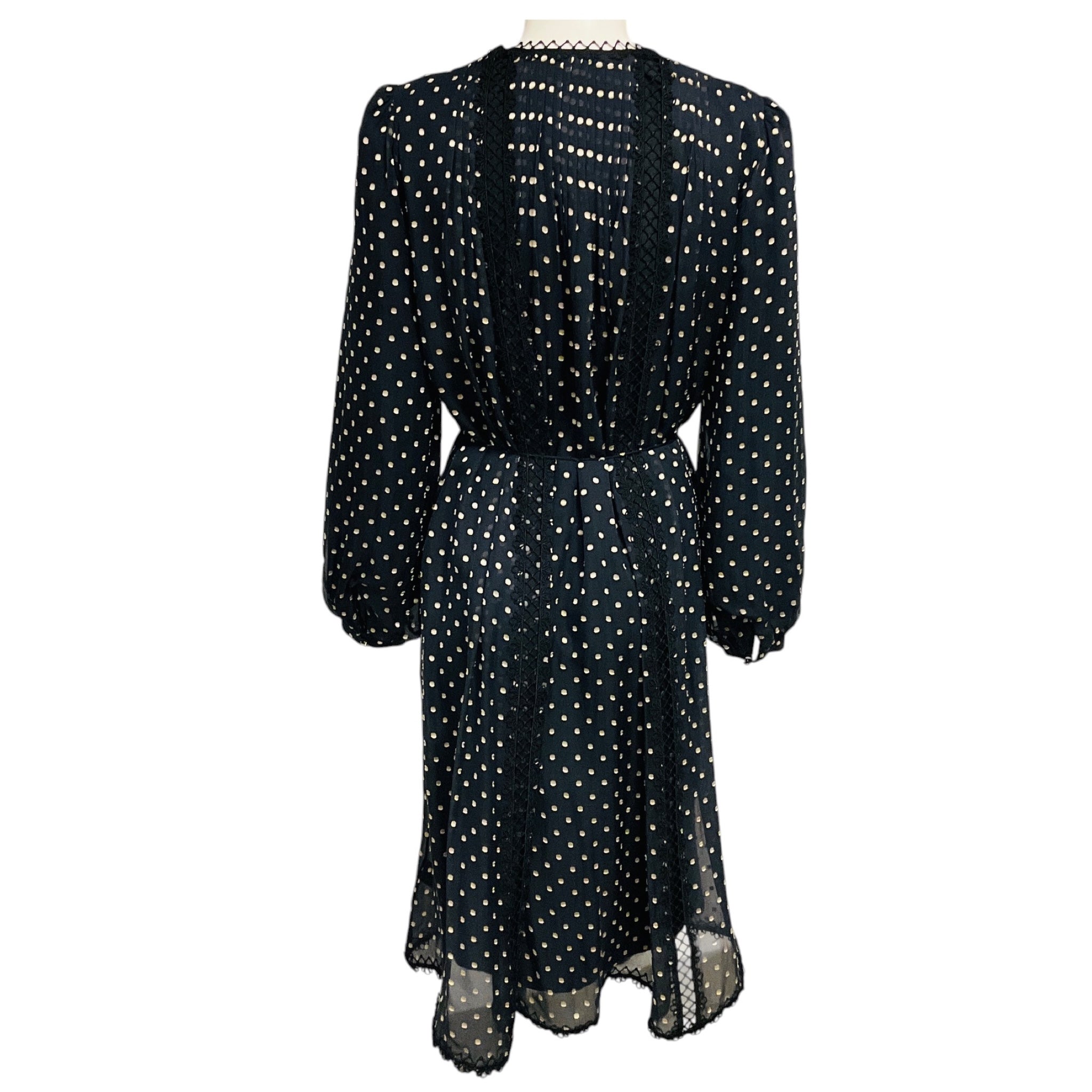 Zimmermann Black / Beige Polka Dot Print Long Sleeved Chiffon Dress