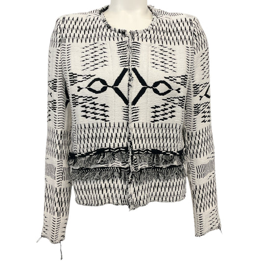 Iro Black / White Knit Print Open Front Kerr Jacket
