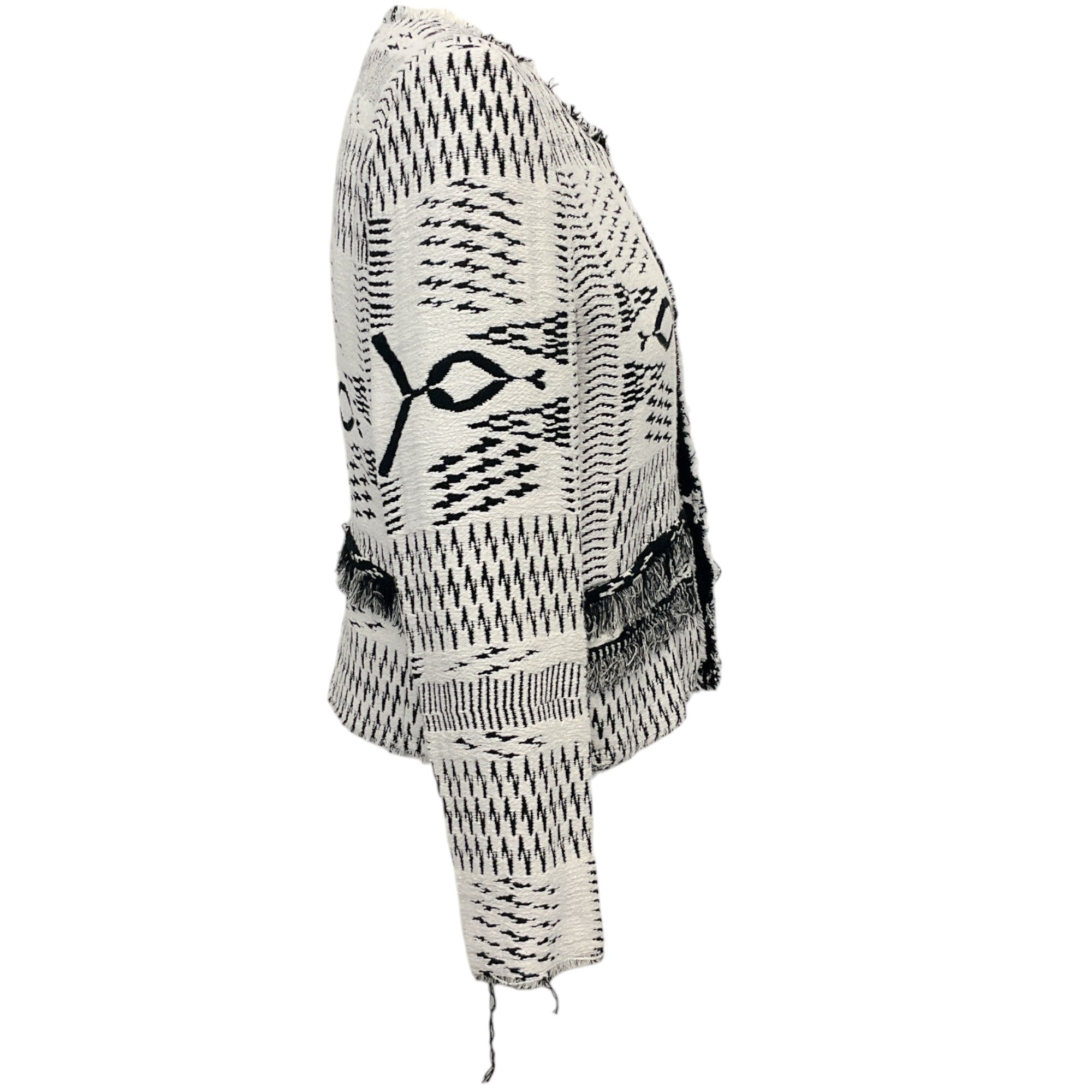 Iro Black / White Knit Print Open Front Kerr Jacket