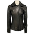 Load image into Gallery viewer, Oscar de la Renta Black Quilted Leather Zip Front Jacket
