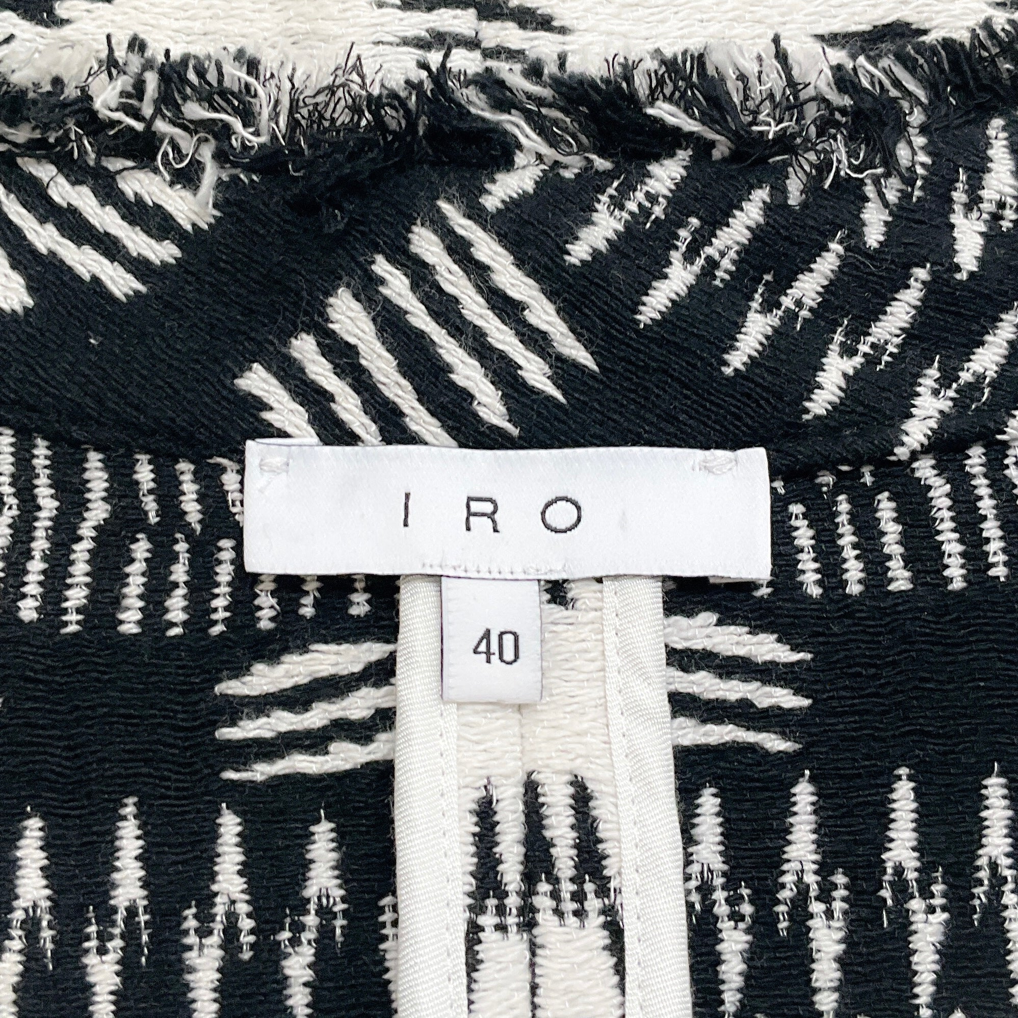 Iro Black / White Knit Print Open Front Kerr Jacket