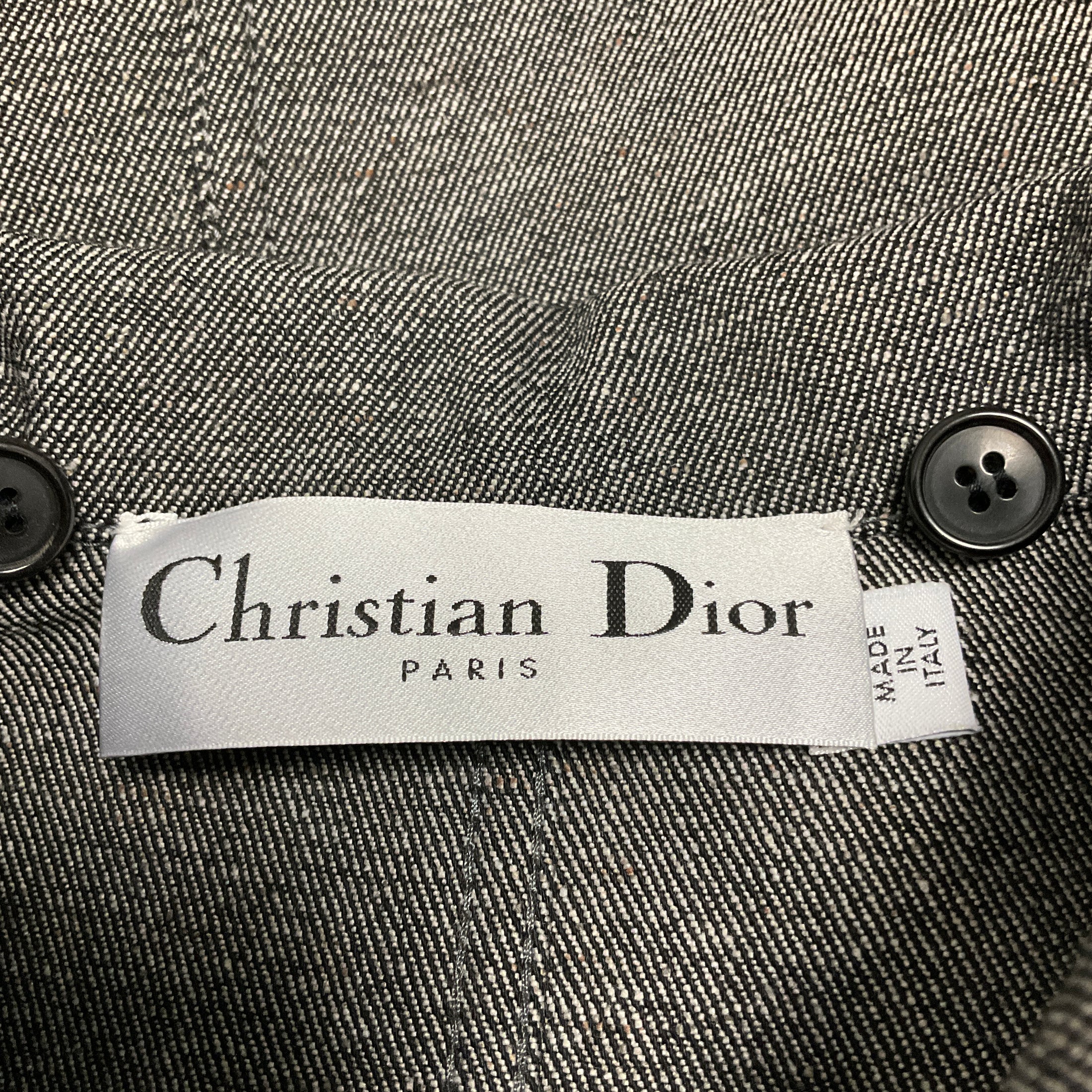 Christian Dior Grey / Black Bee Embroidered Cotton Twill Jacket