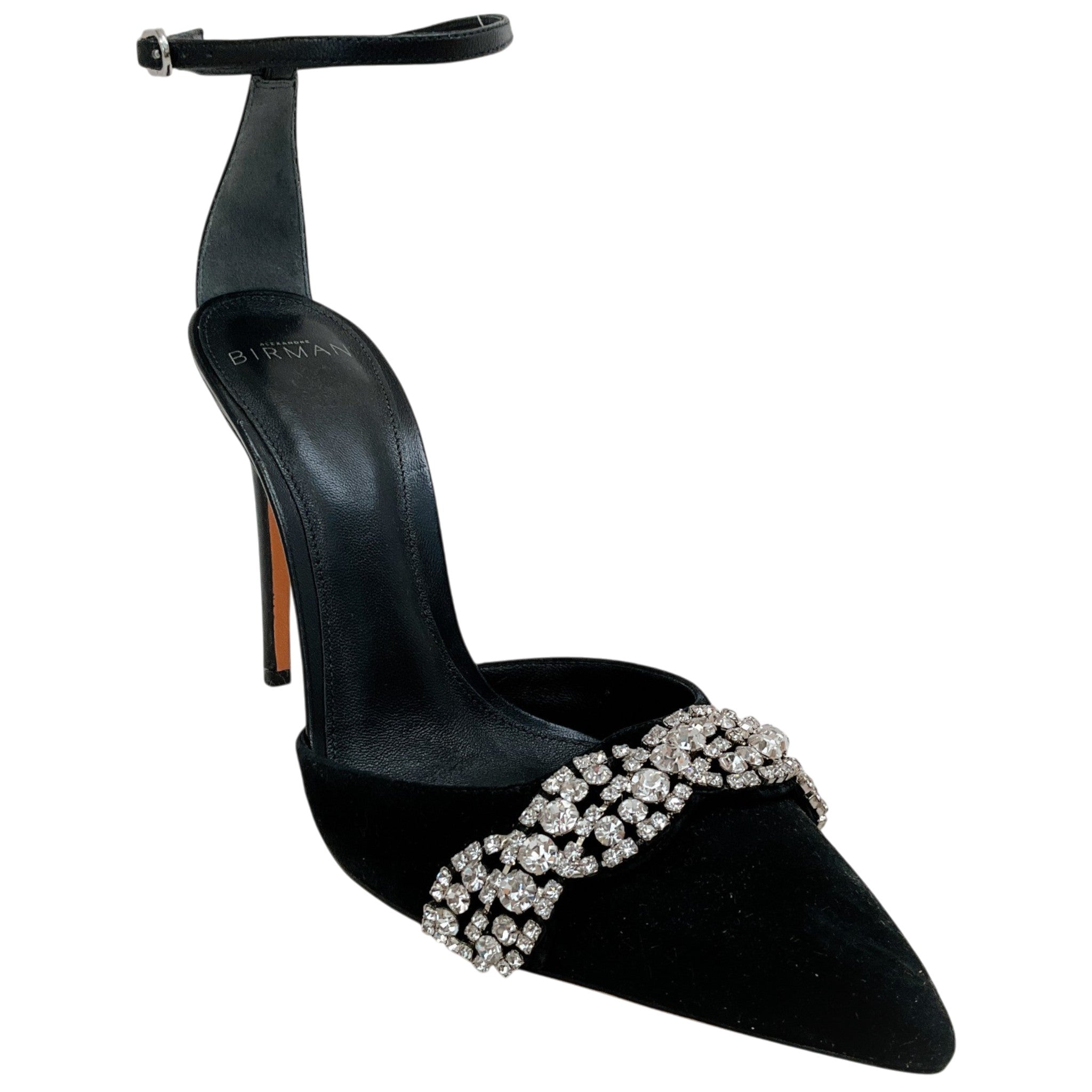 Alexandre Birman Black Suede Lisa Jeweled Pumps
