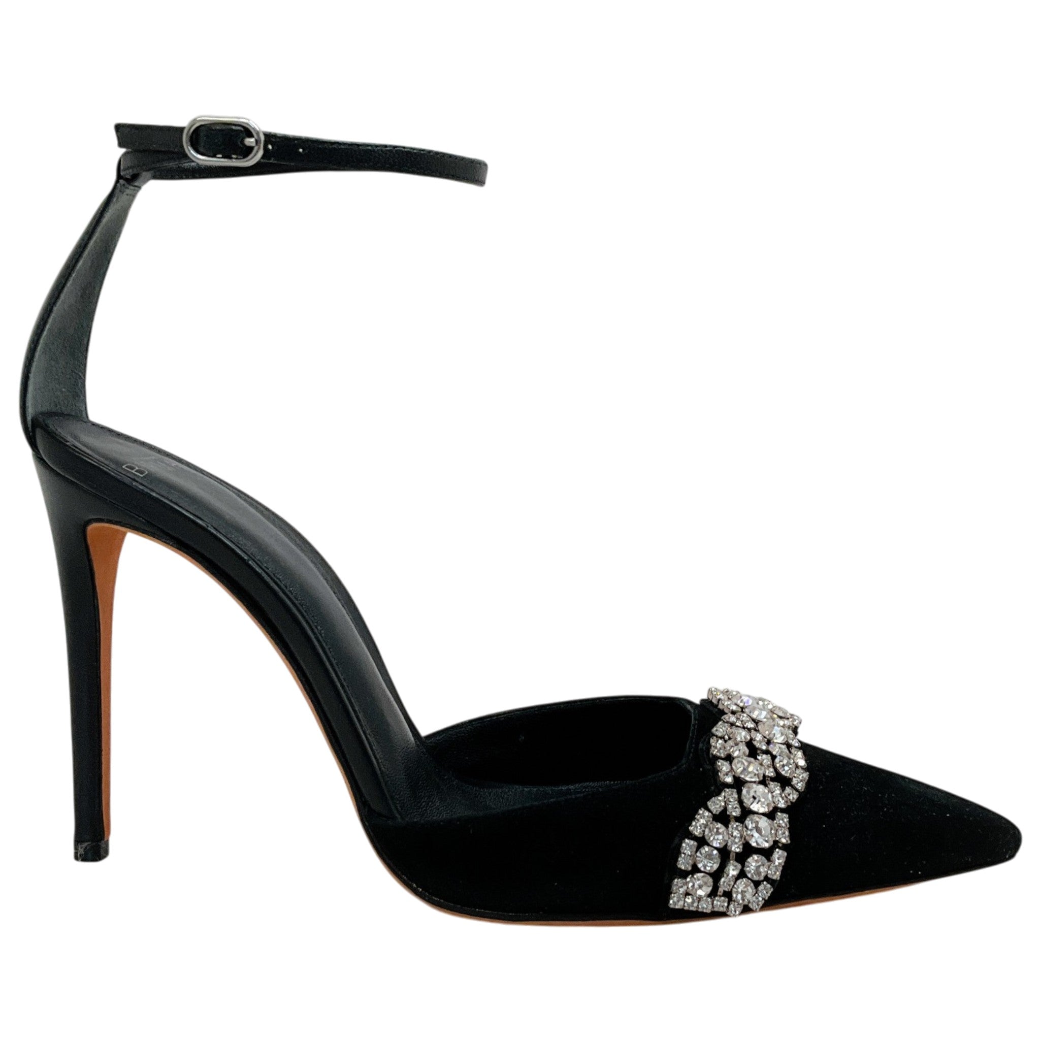 Alexandre Birman Black Suede Lisa Jeweled Pumps