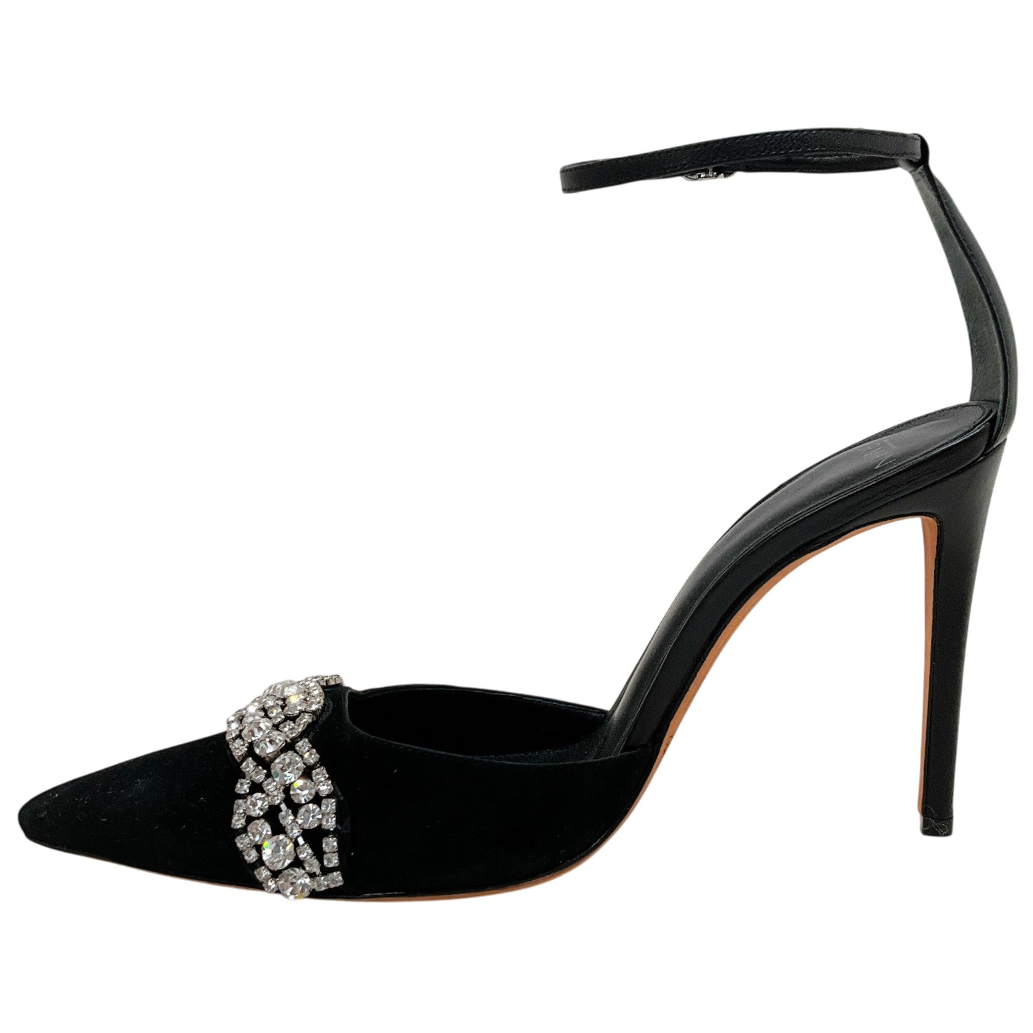 Alexandre Birman Black Suede Lisa Jeweled Pumps