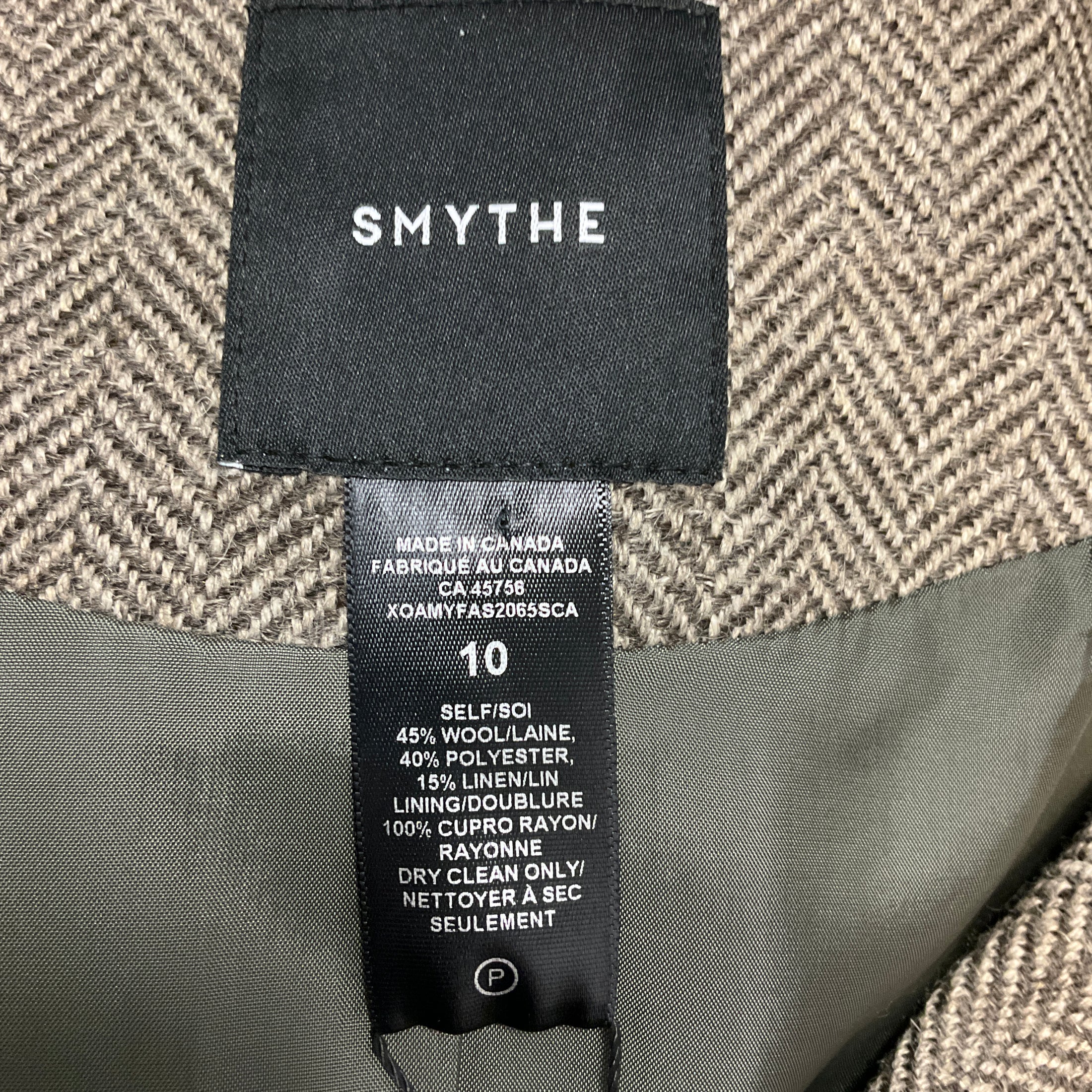 Smythe Mushroom Herringbone Three Button Blazer