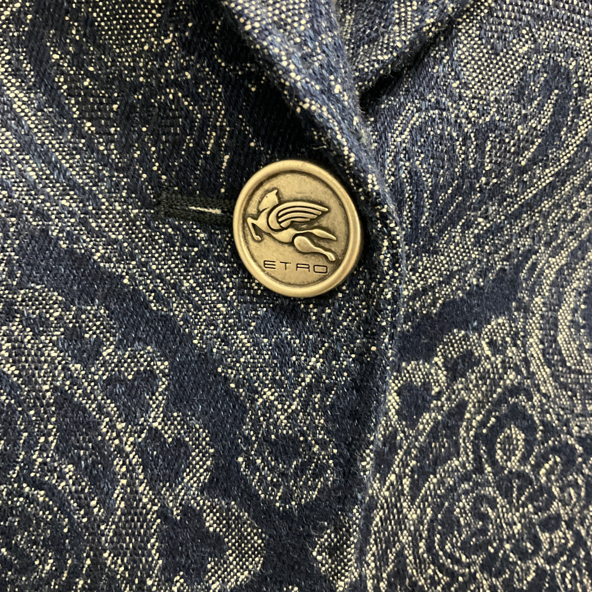 Etro Dark Blue Denim Jacquard Jacket