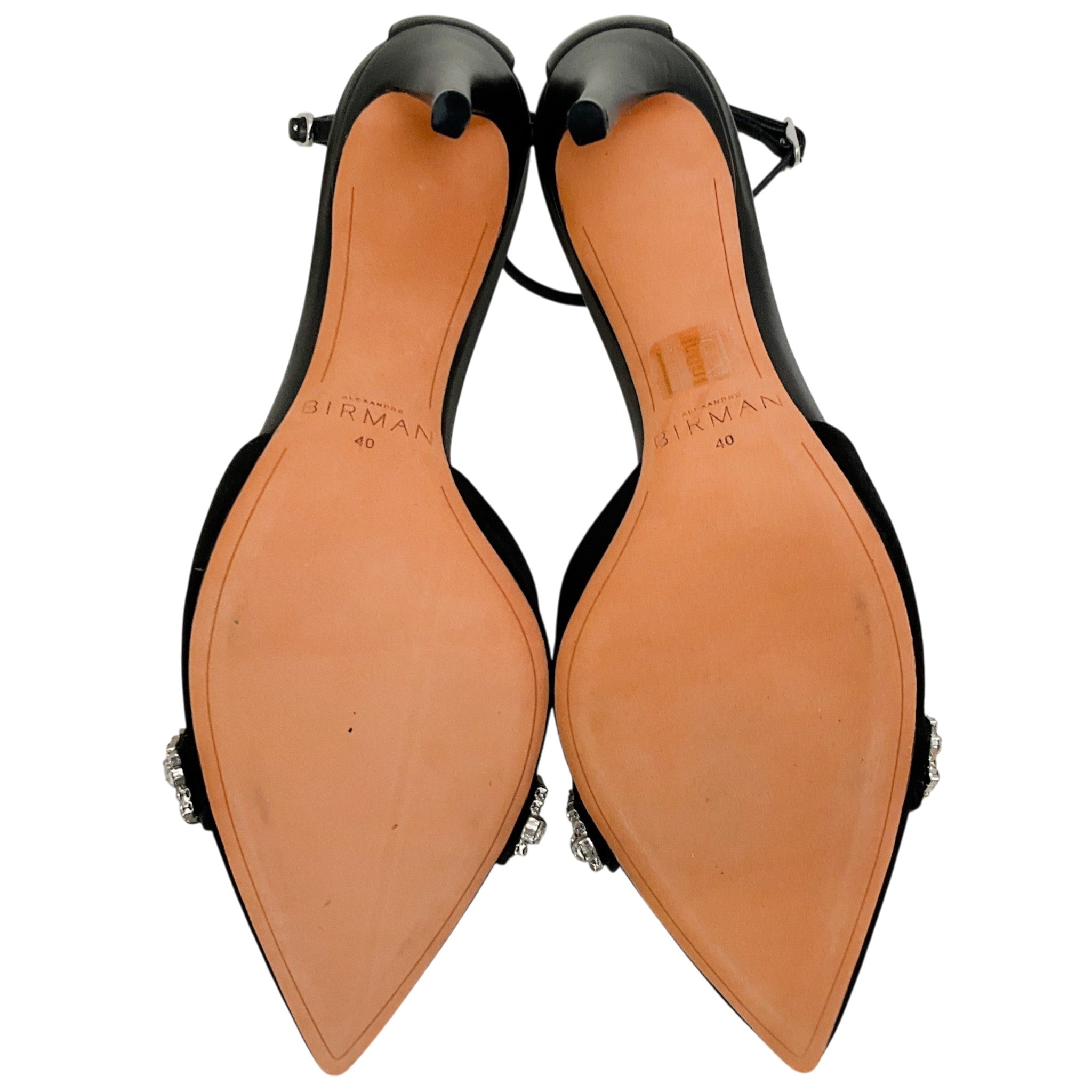 Alexandre Birman Black Suede Lisa Jeweled Pumps