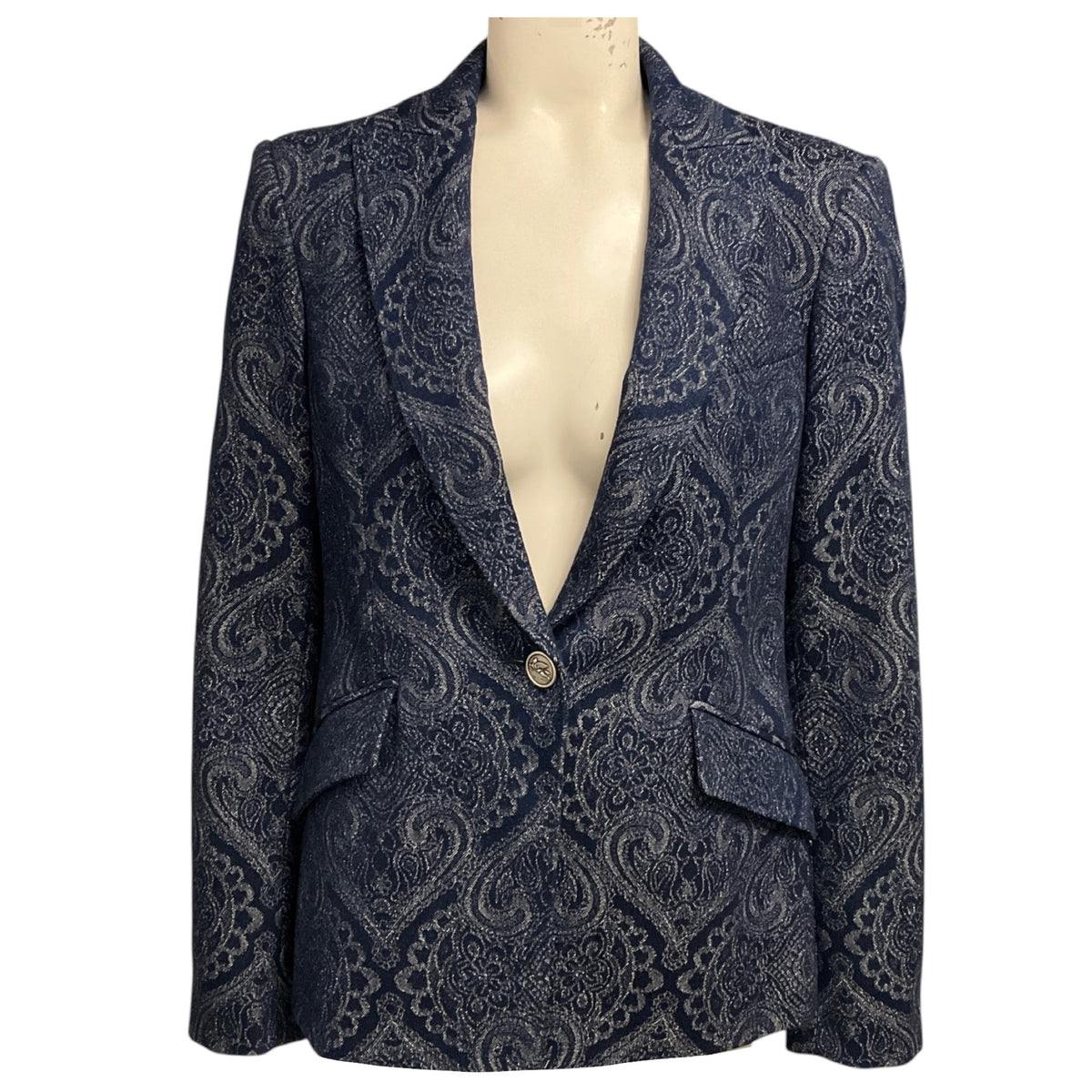 Etro Dark Blue Denim Jacquard Jacket