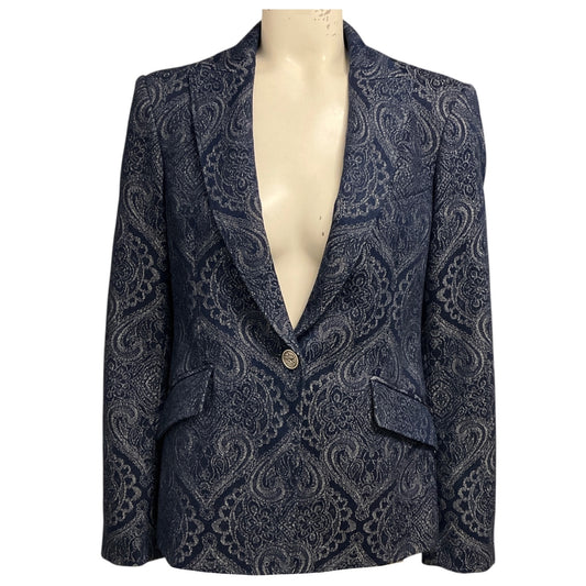 Etro Dark Blue Denim Jacquard Jacket
