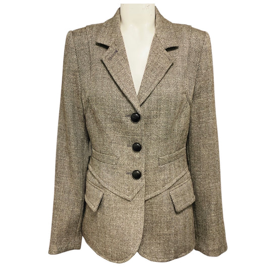 Smythe Mushroom Herringbone Three Button Blazer