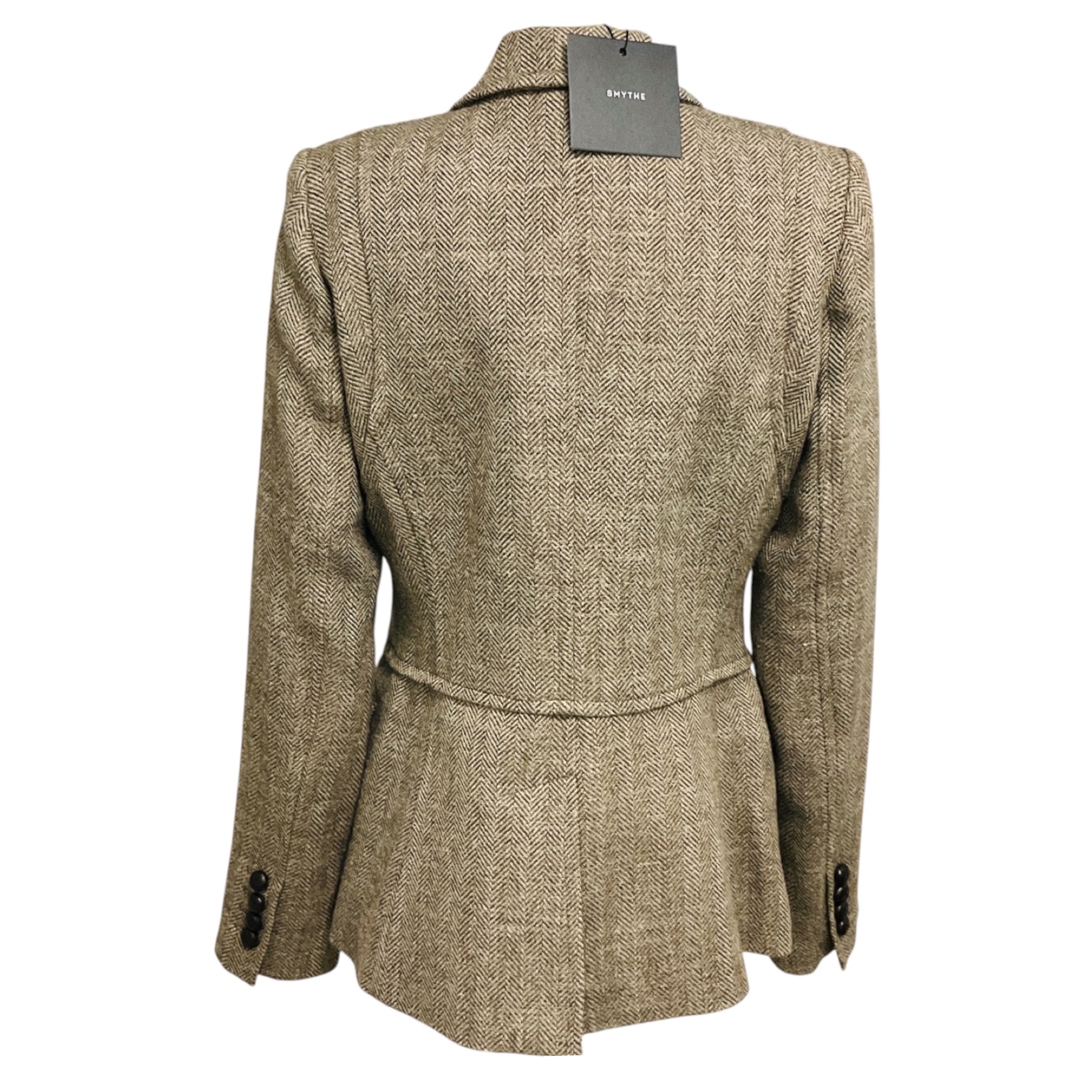 Smythe Mushroom Herringbone Three Button Blazer