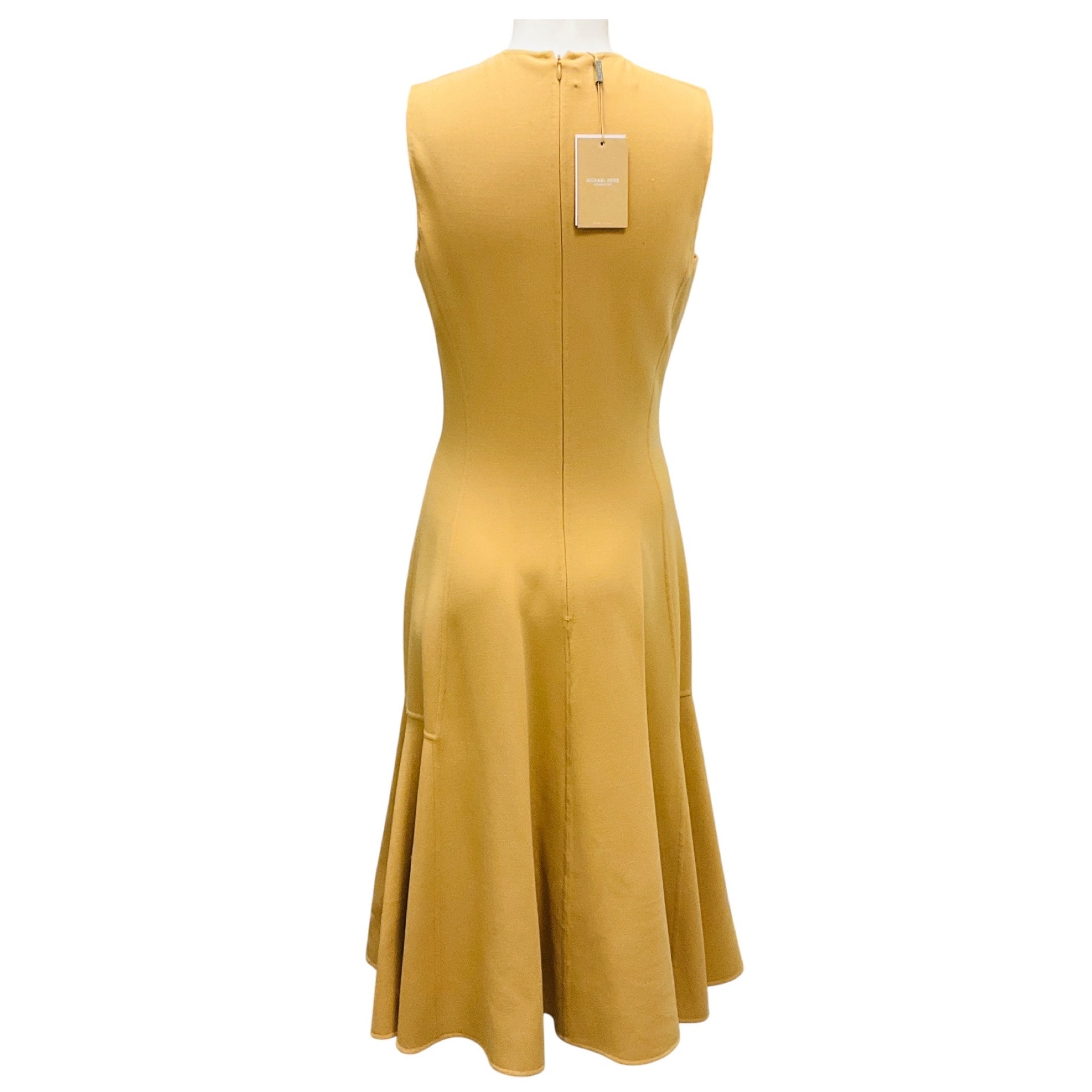 Michael Kors Collection Wheat Sleeveless Flared Wool Midi Dress