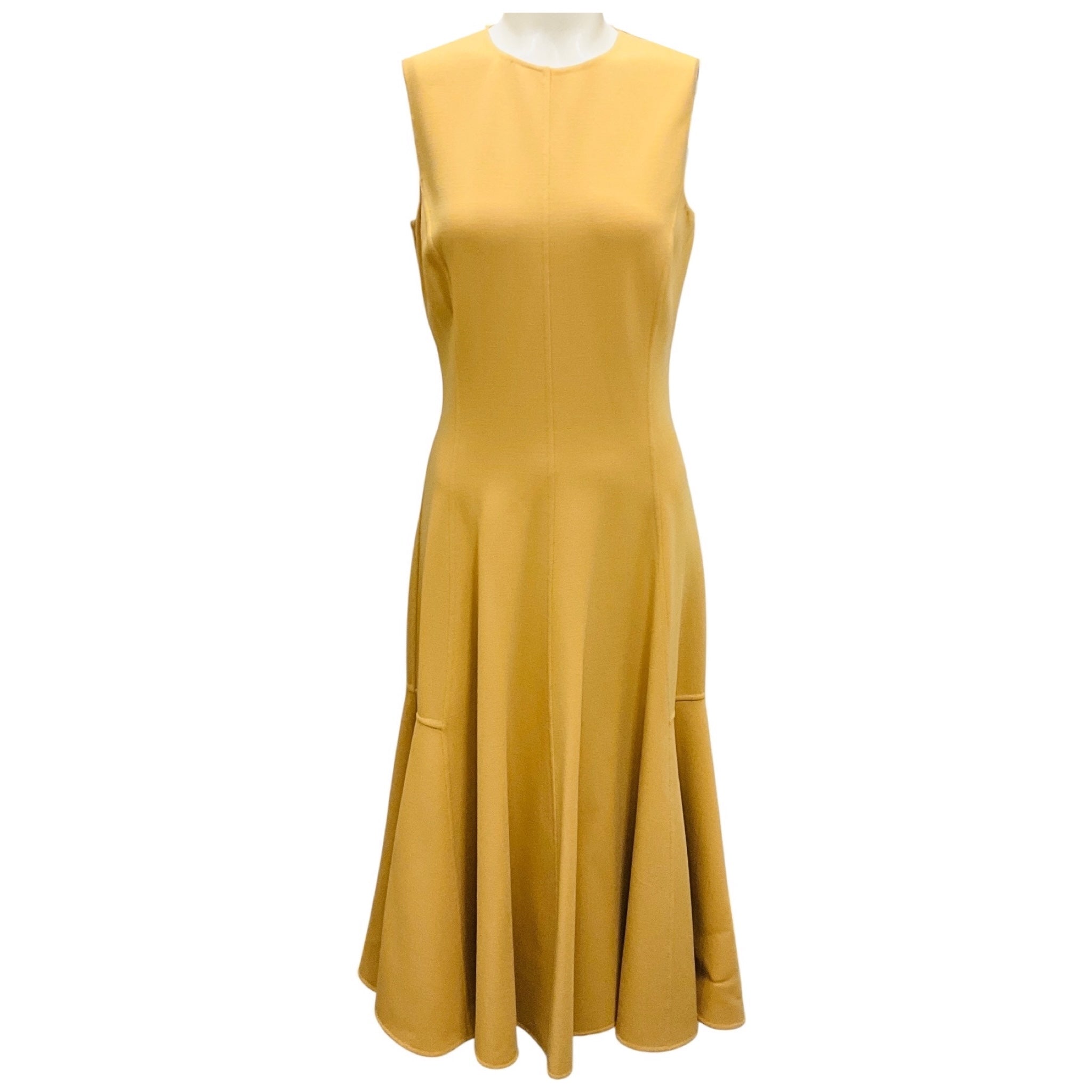 Michael Kors Collection Wheat Sleeveless Flared Wool Midi Dress
