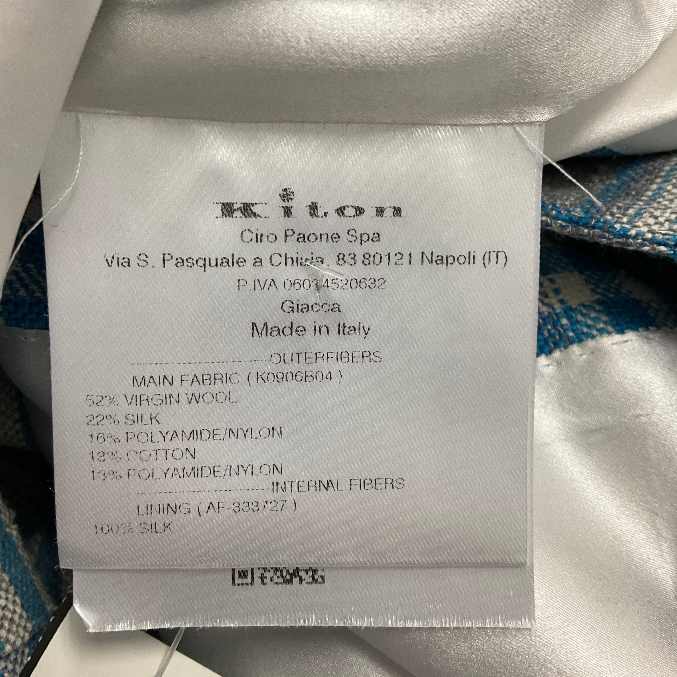 Kiton Grey / Blue Plaid Wool Blazer
