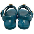 Load image into Gallery viewer, Chanel Teal Leather Flat Gladiator Sandals with Chain
