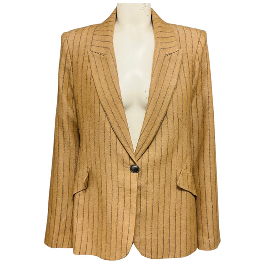 L'Agence Tan / Charcoal Grey Stripe Chamberlain Pinstripe Blazer