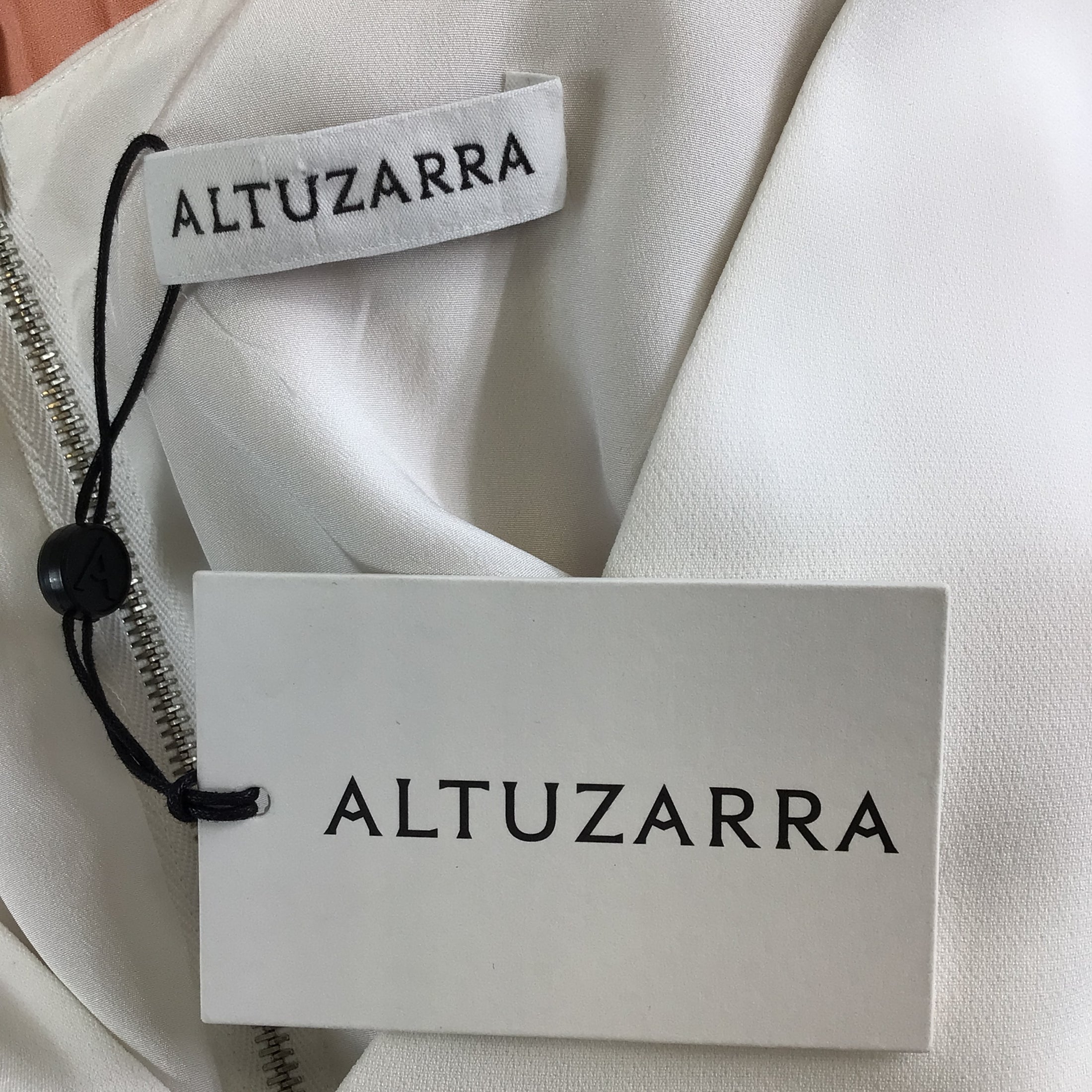 Altuzarra White Multi Pleated Sleeveless V-Neck Crepe Midi Dress in Optic White