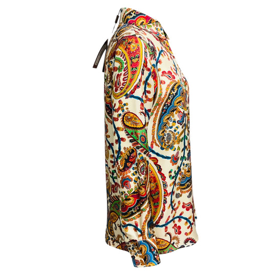 Etro Ivory Multi Floral Paisley Motif Silk Twill Shirt