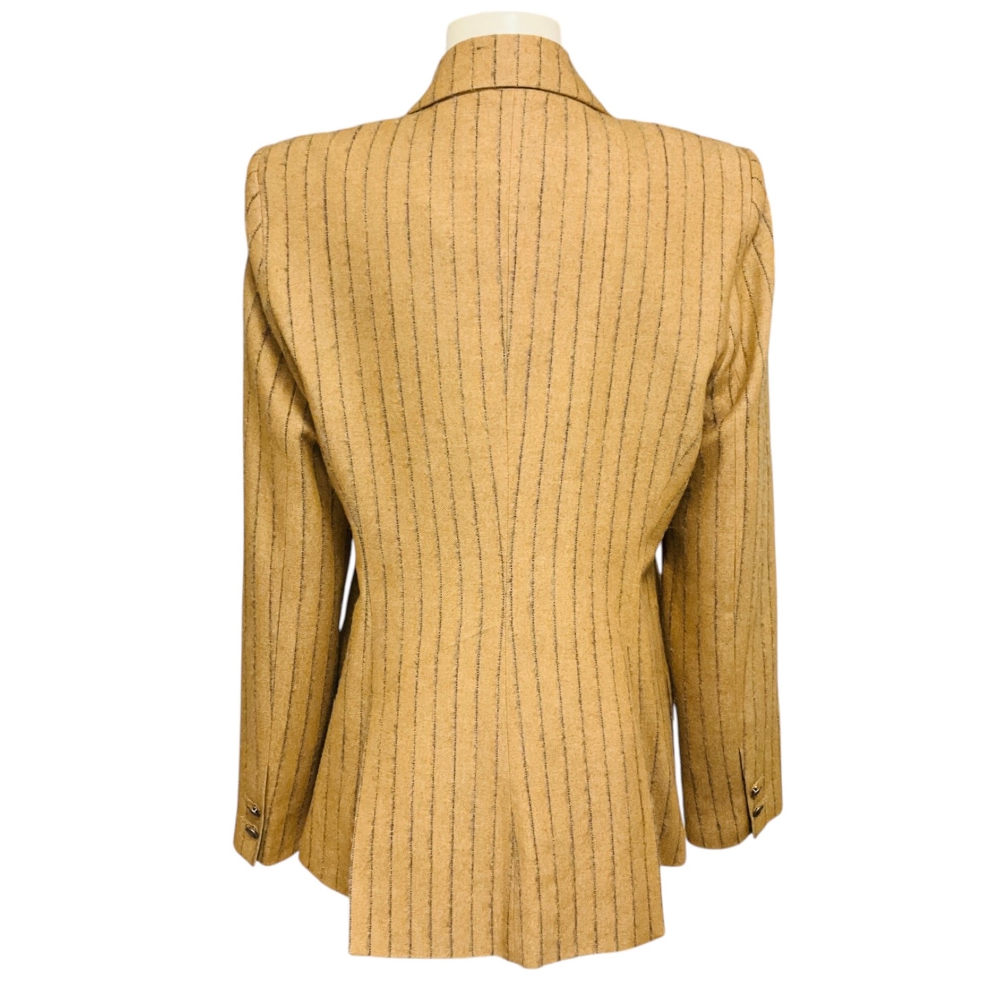 L'Agence Tan / Charcoal Grey Stripe Chamberlain Pinstripe Blazer