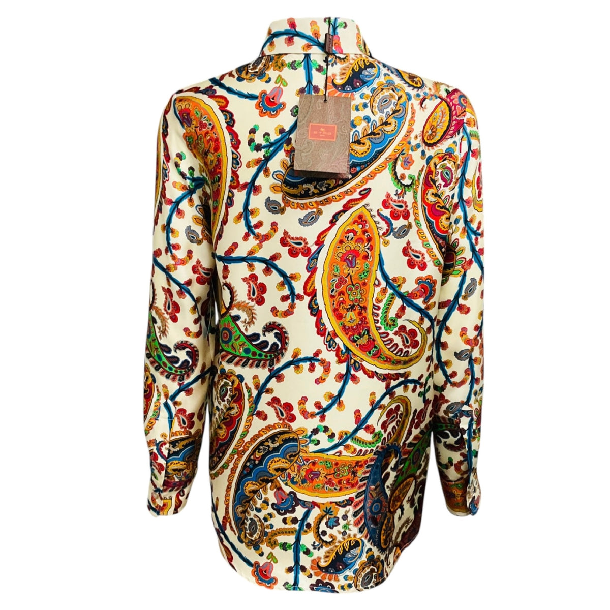 Etro Ivory Multi Floral Paisley Motif Silk Twill Shirt