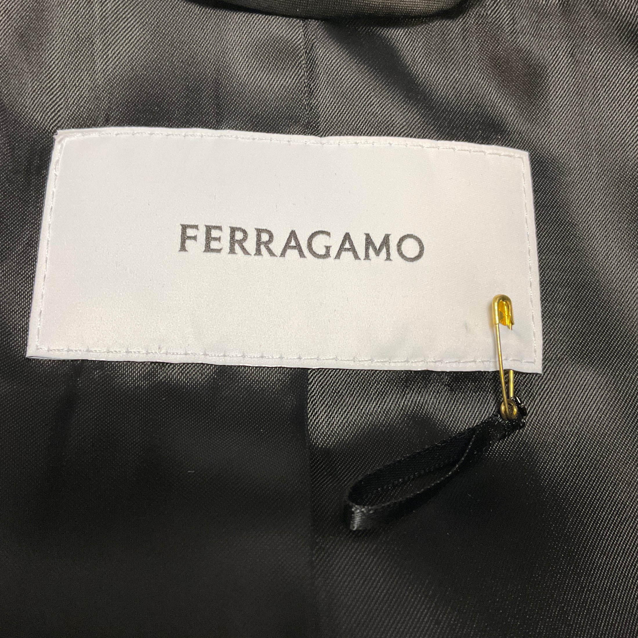 Ferragamo Grey Multi Houndstooth Wool Blazer Jacket