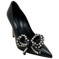 Load image into Gallery viewer, Casadei Black Leather Judith Julia Pumps with Rhinestone Bow

