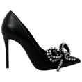 Load image into Gallery viewer, Casadei Black Leather Judith Julia Pumps with Rhinestone Bow
