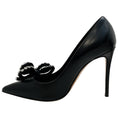 Load image into Gallery viewer, Casadei Black Leather Judith Julia Pumps with Rhinestone Bow
