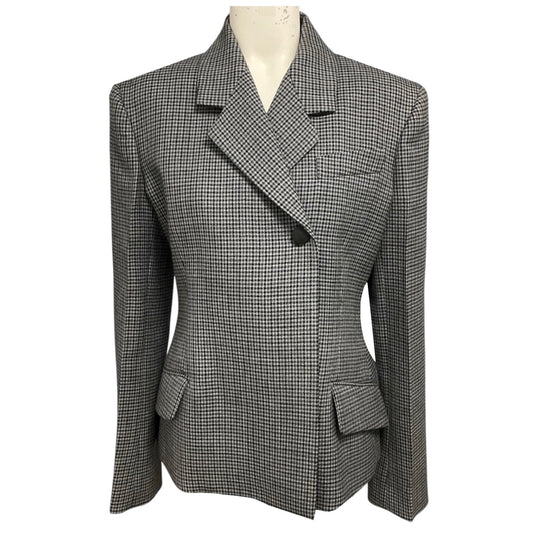Ferragamo Grey Multi Houndstooth Wool Blazer Jacket