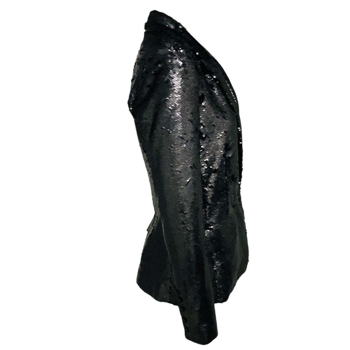L'Agence Matte Black Kenzie Double Breasted Sequin Blazer