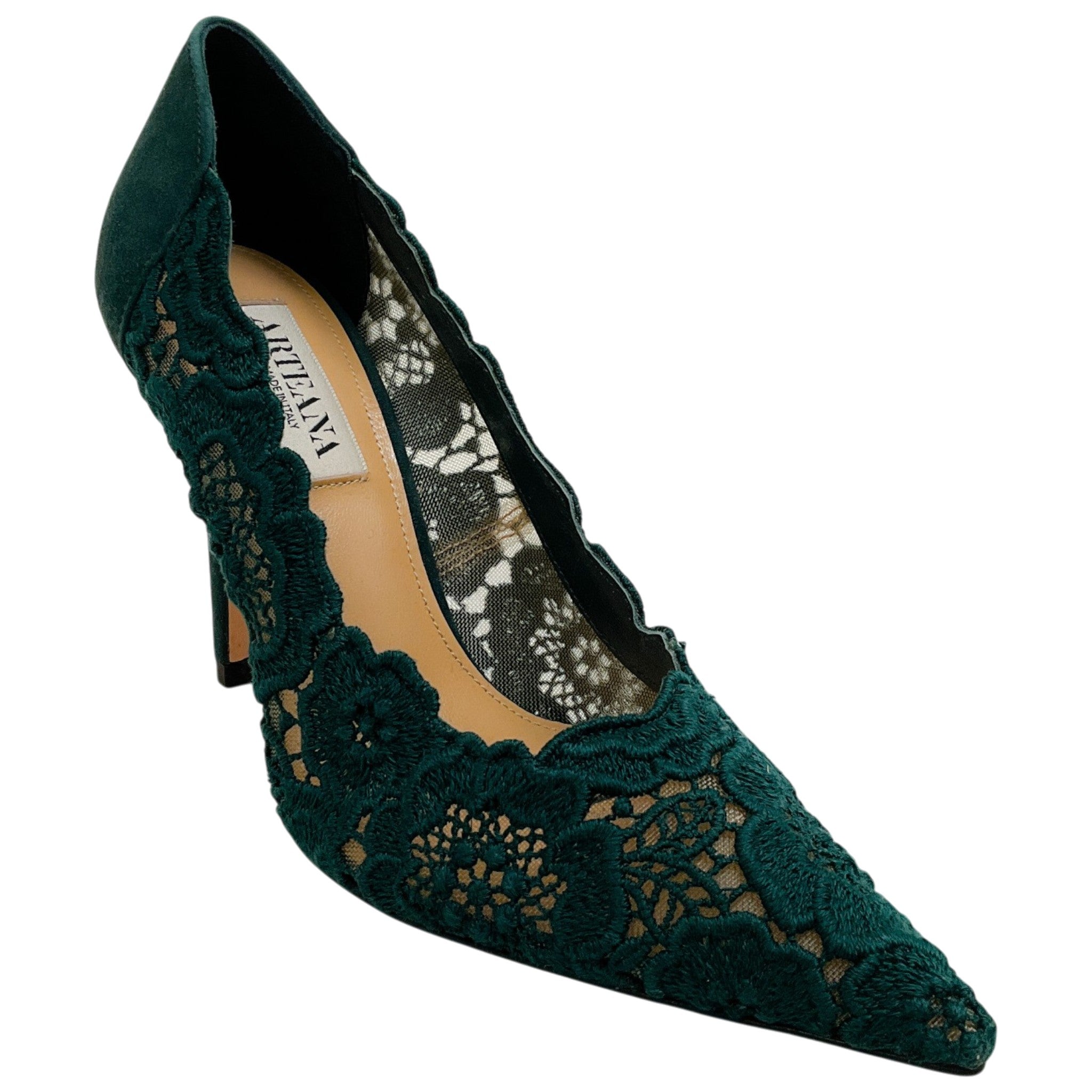 Arteana Cyprus Green Lace / Suede Pumps

