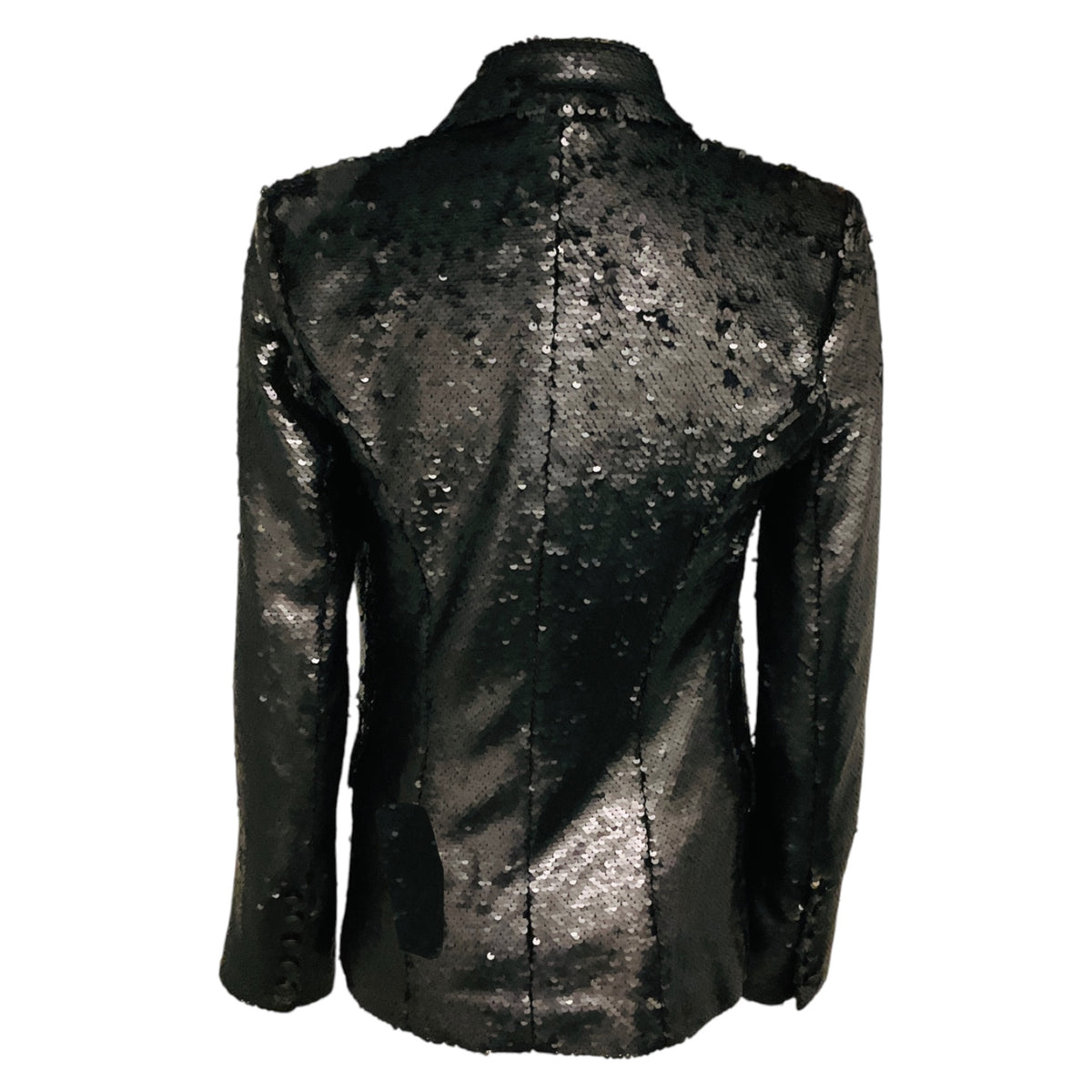L'Agence Matte Black Kenzie Double Breasted Sequin Blazer