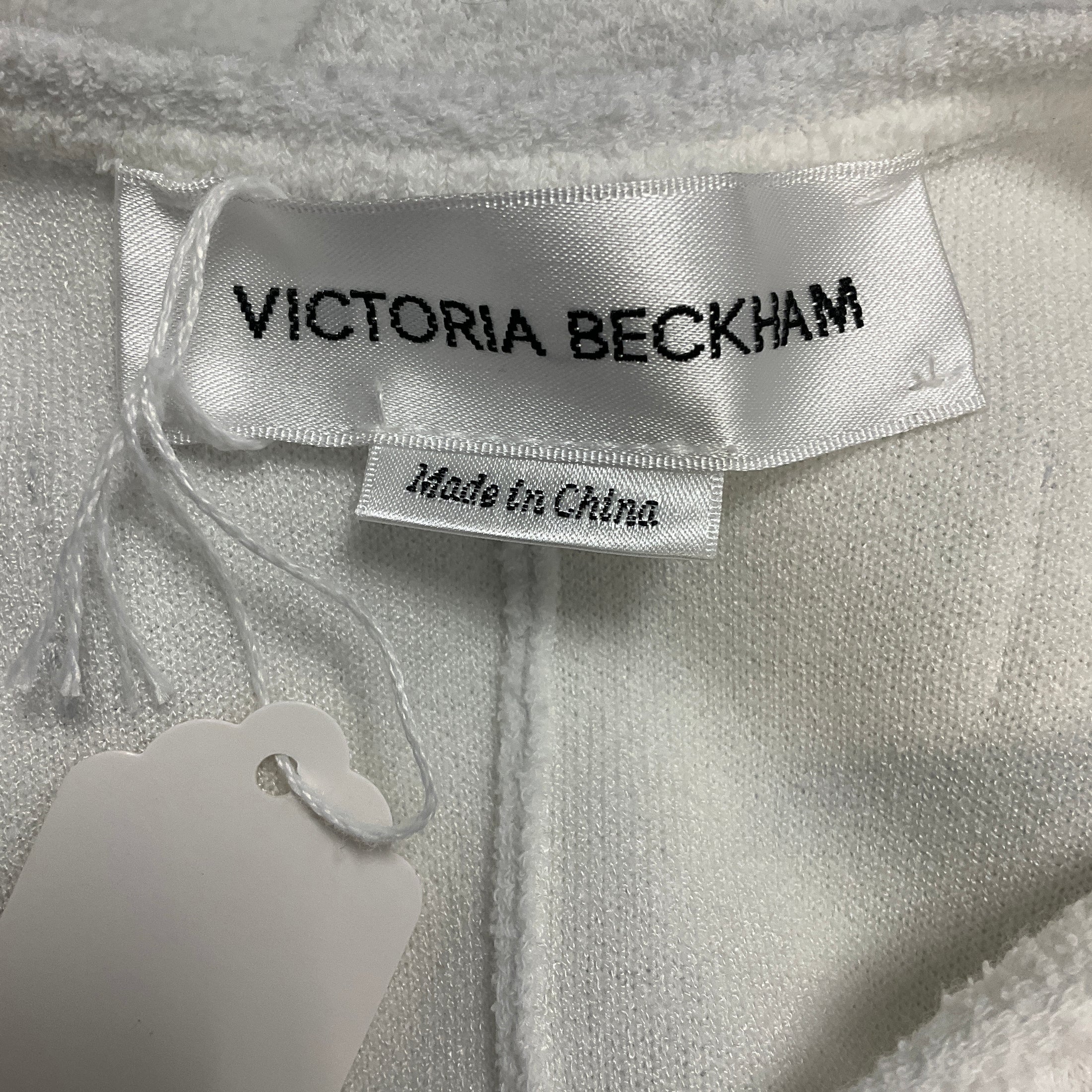 Victoria Beckham White Sleeveless Terry Midi Dress