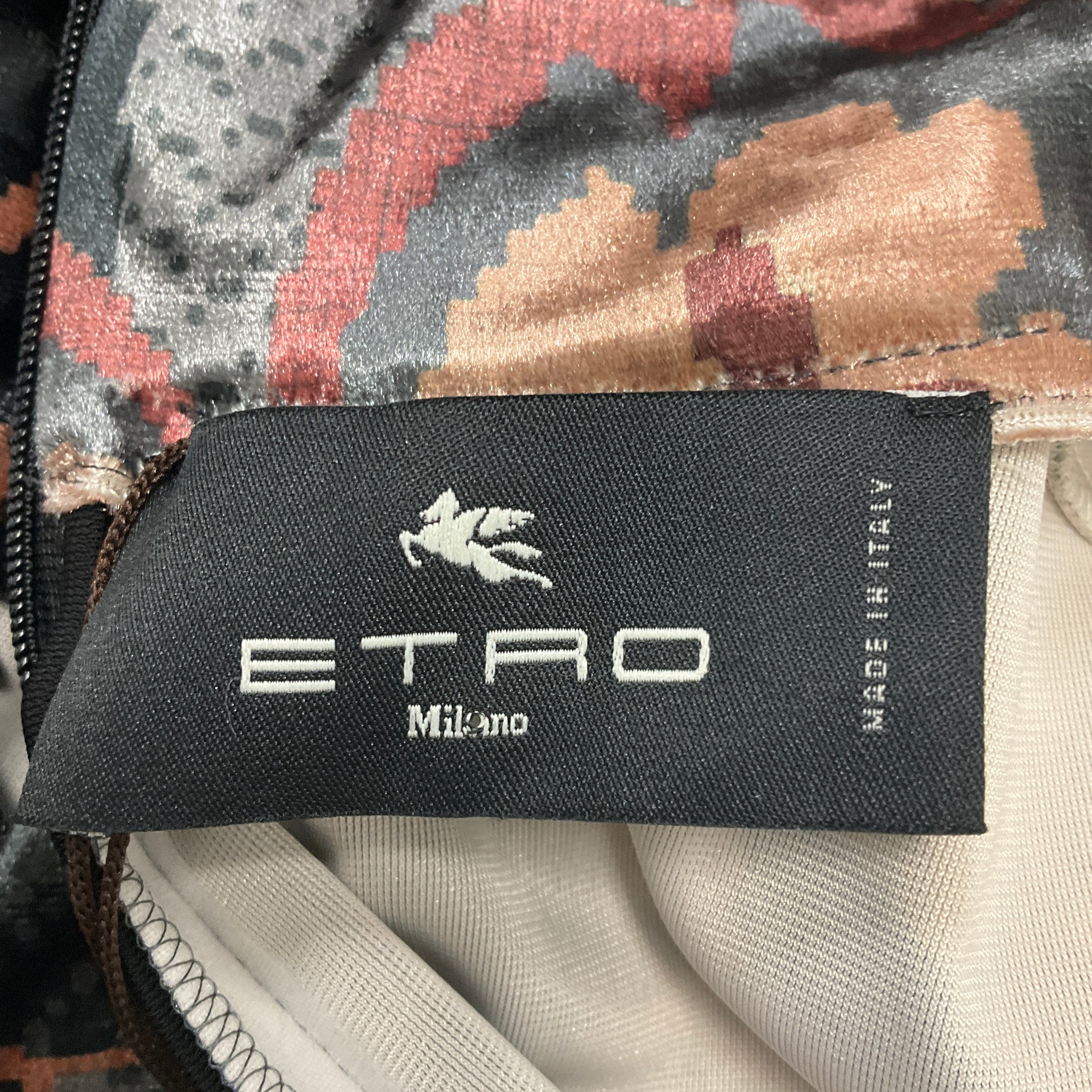 Etro Grey Multi 2024 Floral Printed Stretch Chenille Midi Dress