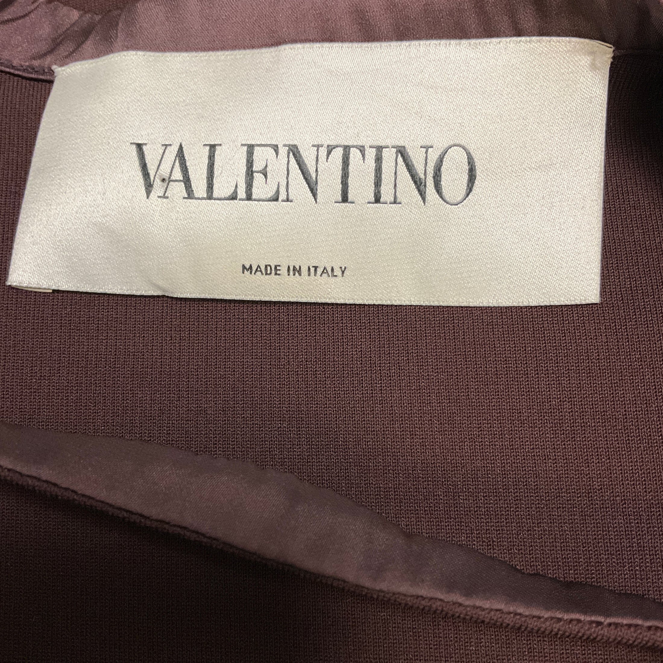Valentino Burgundy Nylon Stretch Jacket with Ruffle Detail