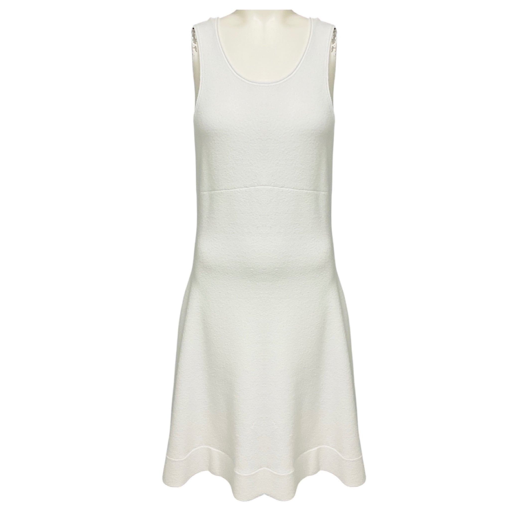 Victoria Beckham White Sleeveless Terry Midi Dress