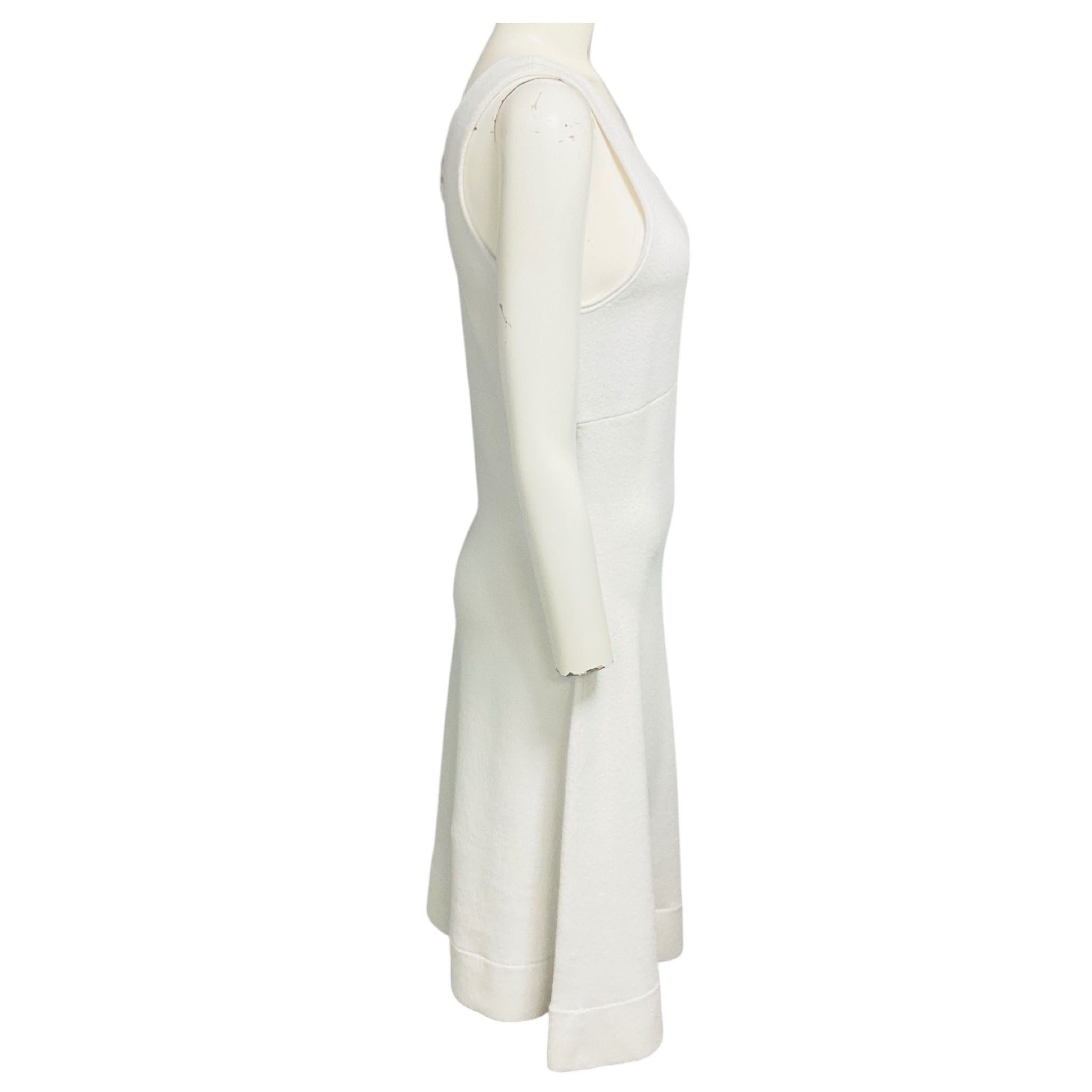 Victoria Beckham White Sleeveless Terry Midi Dress