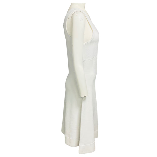 Victoria Beckham White Sleeveless Terry Midi Dress