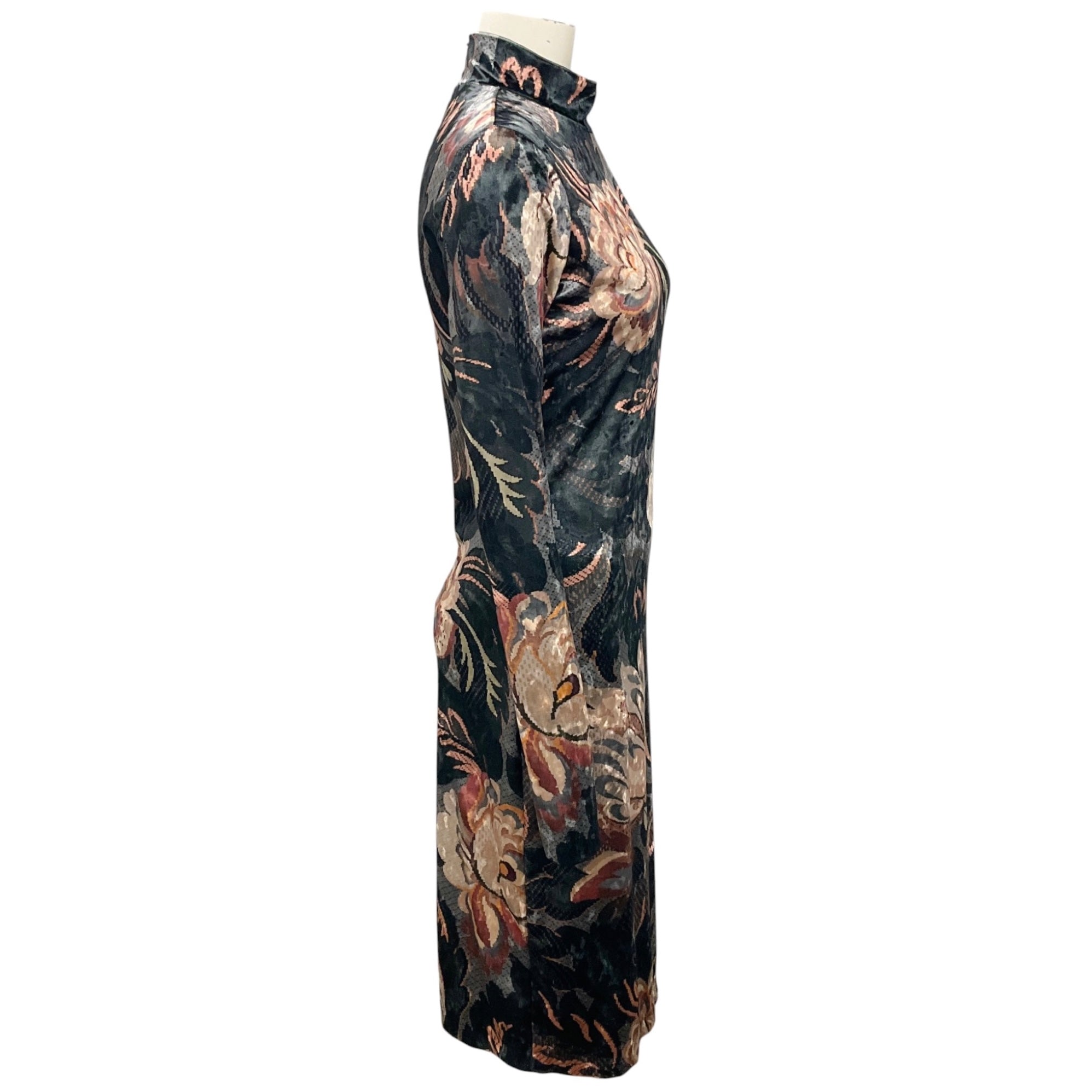 Etro Grey Multi 2024 Floral Printed Stretch Chenille Midi Dress