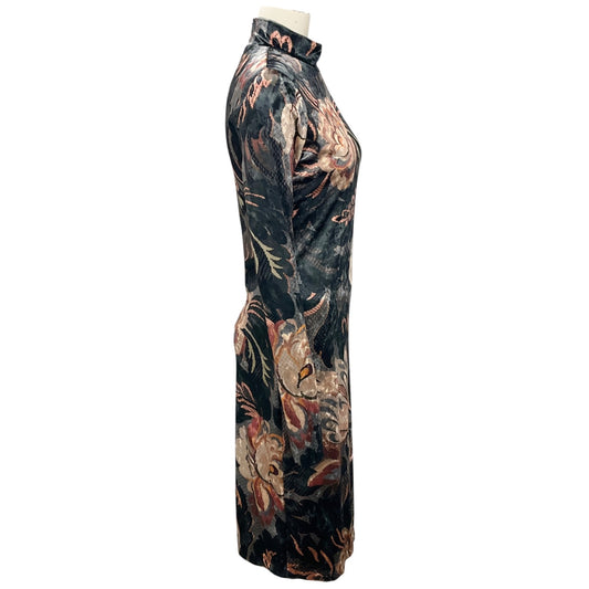 Etro Grey Multi 2024 Floral Printed Stretch Chenille Midi Dress