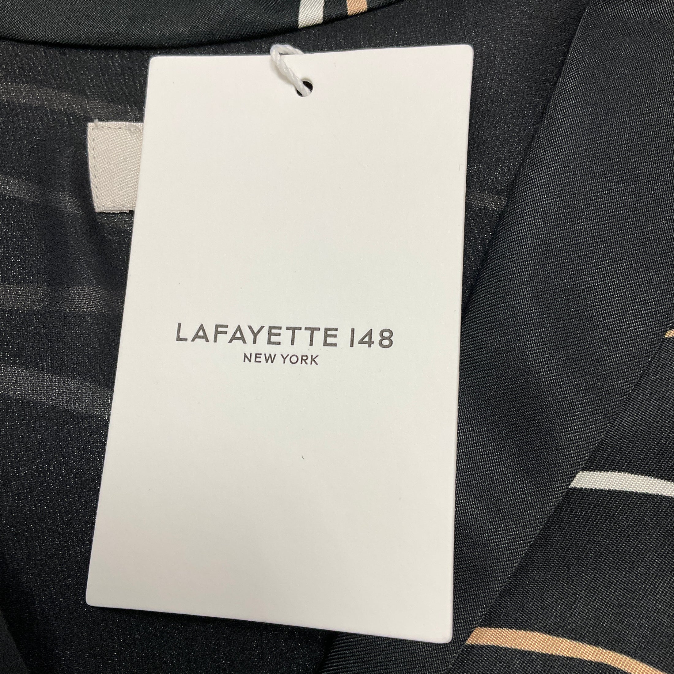 Lafayette 148 New York Black Multi Printed Satin Midi Dress