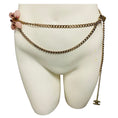 Load image into Gallery viewer, Chanel RARE 2005 Rose Quartz Stone Embellished CC Logo Pendant Gold Chain Belt
