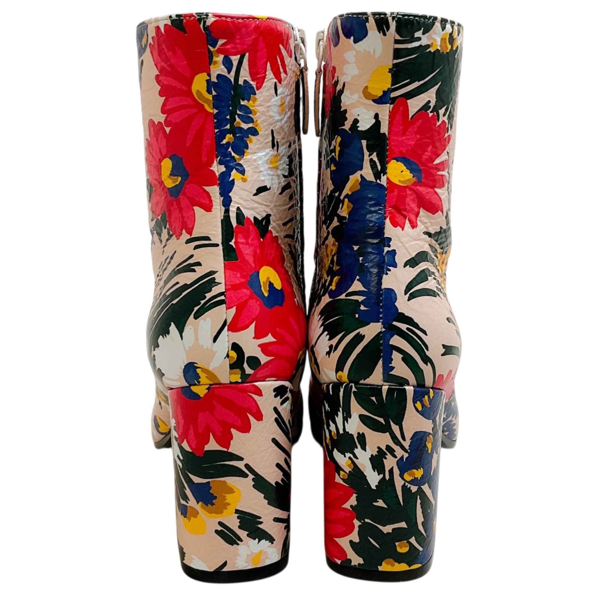 Balenciaga Multi Floral Print Leather Booties