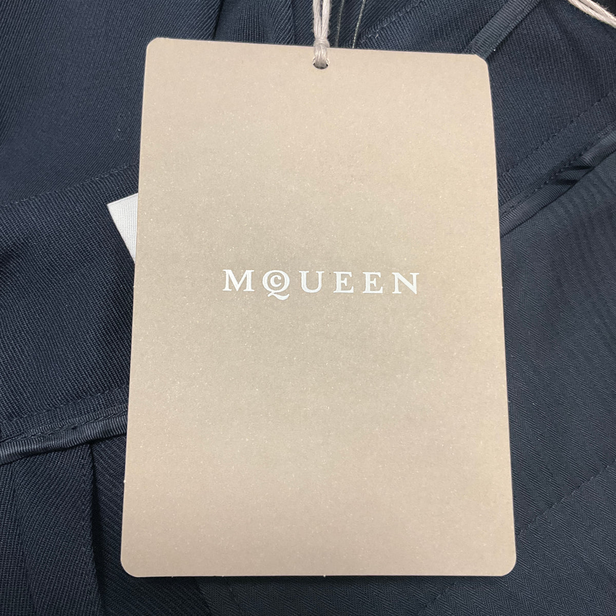 McQueen Navy Wide Leg Tailored Wool Trousers